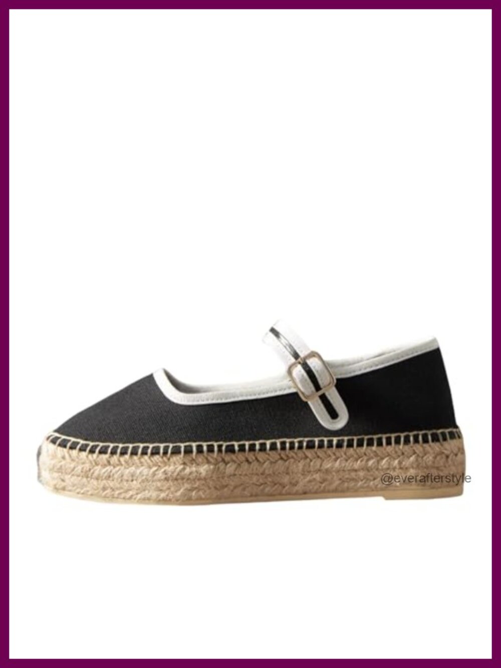 Washed Canvas Cotton Mary Jane Espadrilles Platform Flats Buckle